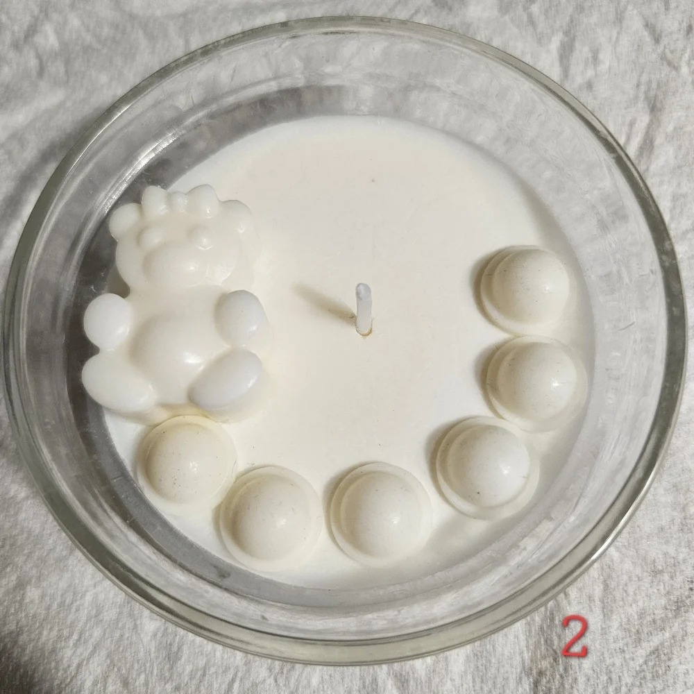 6 Personalized White Bear Scented Baby Shower Birthday Candle Favors Giveaways